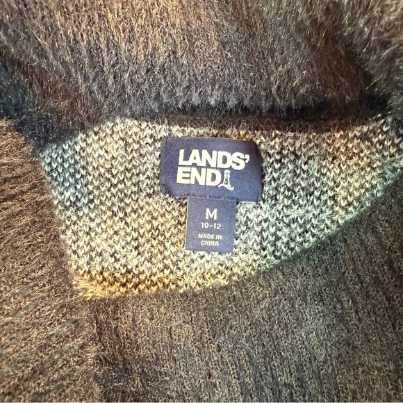 Lands' End Fair Isle Cowl Neck Pullover Sweater Women's M (10-12) Black/White - Picture 11 of 11